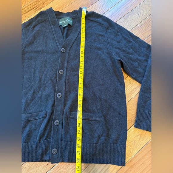 VTG Eddie Bauer Mens Size L Cotton Cashmere Cardigan Gray V Neck Button Grandpa - Picture 15 of 16